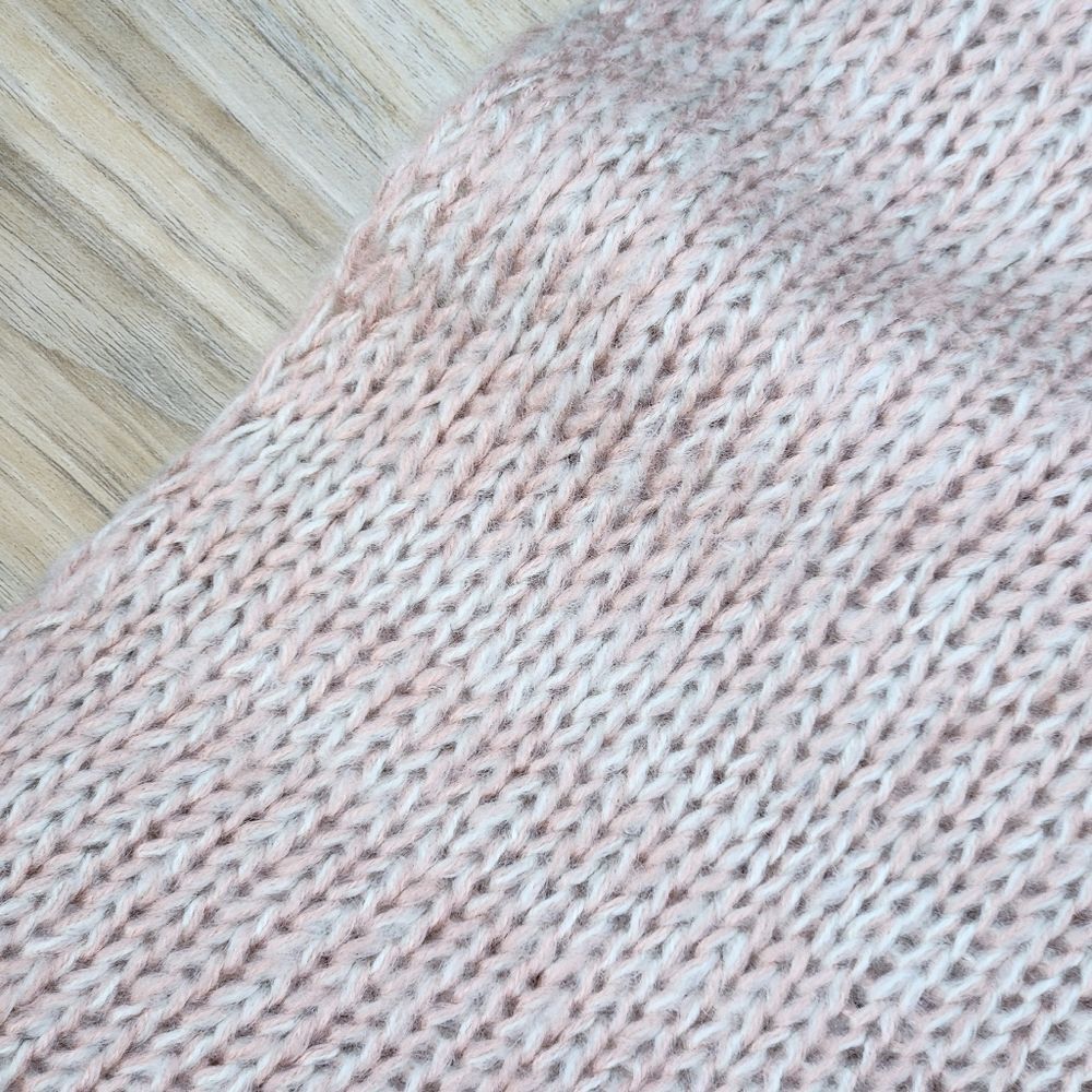 🐞Mauve & White Variegated Soft Knit Poncho Sweater One Size - Picture 8 of 10